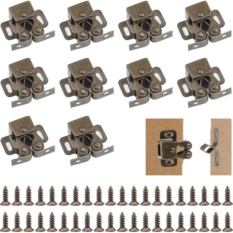 10-teiliges Möbelriegel-set Für Schranktüren, Doppelrollriegel Für Kleiderschränke, Bronze