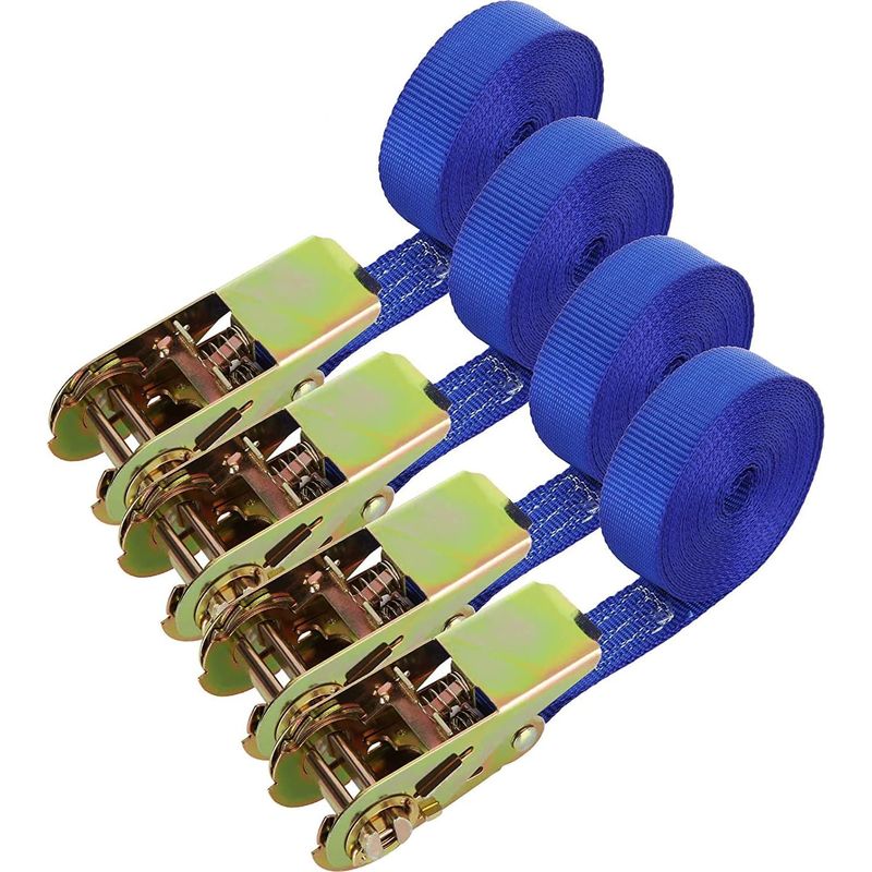 Set Mit 4 Ratschengurten, 800 Kg Tragkraft, 6 M × 25 Mm, Polyester-zurrgurte, Zurrgurte Mit Ratschenspanner Für Anhänger, Motorräder Und Pkw