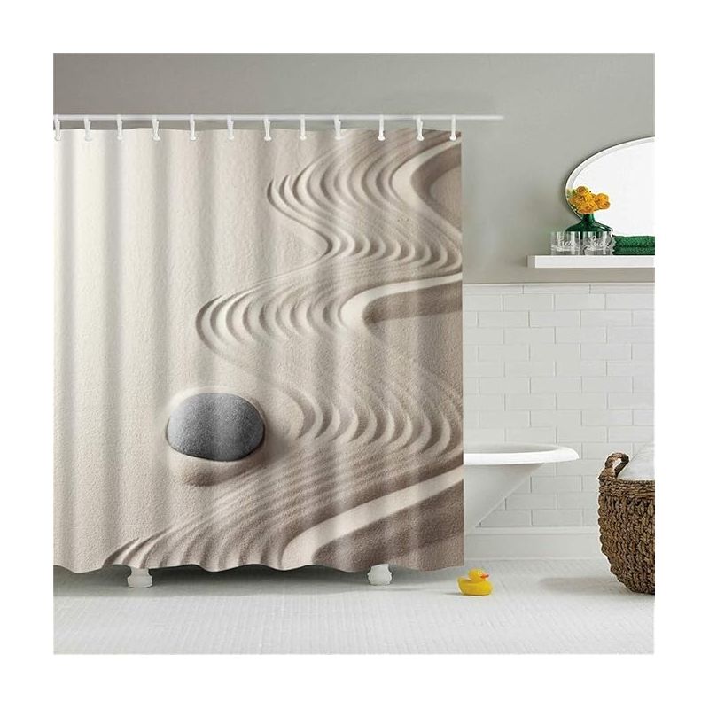 Waschbarer Duschvorhang Aus Stoff, Pflegeleichter Badezimmervorhang, Wasserabweisend, Schimmelresistent, Wohnaccessoires (feiner Sand, 120 X 180 Cm)