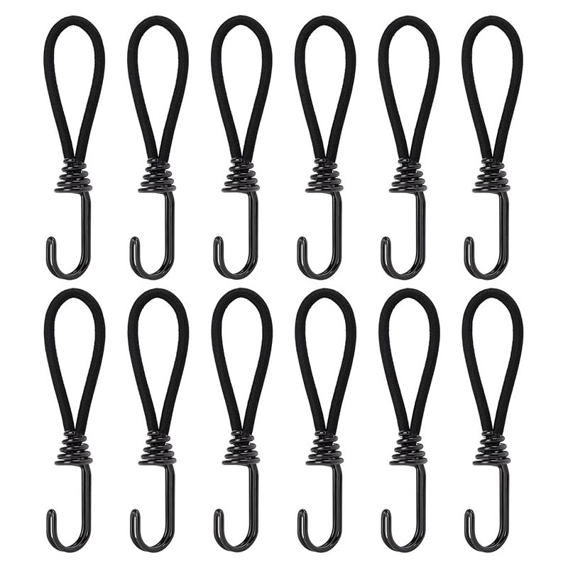 Elastische Bungee-seile Mit Haken, 15 Cm Lange Elastische Gummischnur Mit Kabelbindern Für Pavillons, Planen, Camping, Zelte, Vorhangverlängerungen, 12 Stück