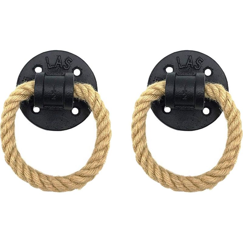 Set Mit 2 Vintage-eisengriffen Mit Hanfseil – Wandmontage – Zugschlaufe Für Schränke, Schubladen, Türen, Kommoden – Möbelbeschläge