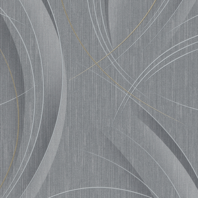 Bricoflor Metallic Tapete mit Goldenen Linien Vlies Mustertapete in Grau Silber für Wohnzimmer und Esszimmer Moderne Vliestapete in Dunkelgrau
