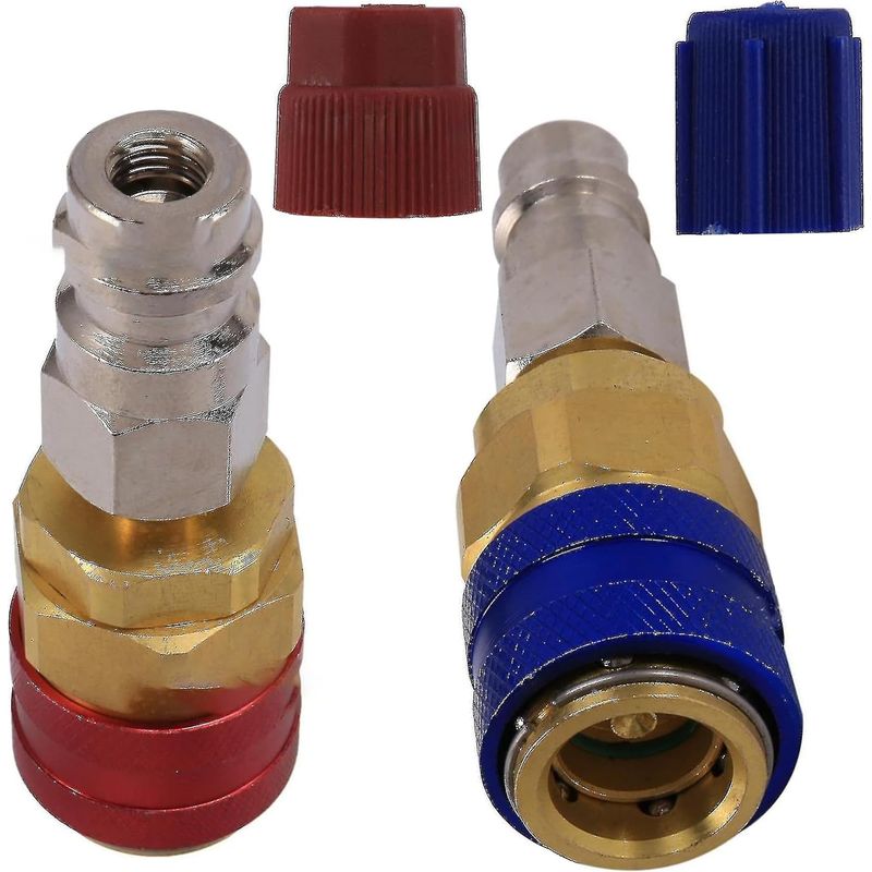 2er-pack R134a-adapter – Oberer Und Unterer Verlängerungsadapter – R134a-umrüstadapter – Schnellanschluss – 134a – Für Kfz-klimaanlagen