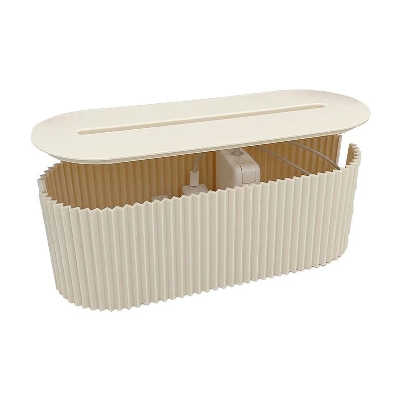 Kabelmanagementbox, Kabelorganizer, Aufbewahrungsbox Aus Kunststoff Für Büro Und Zuhause, 33 X 13 X 11 Cm (cremeweiß)