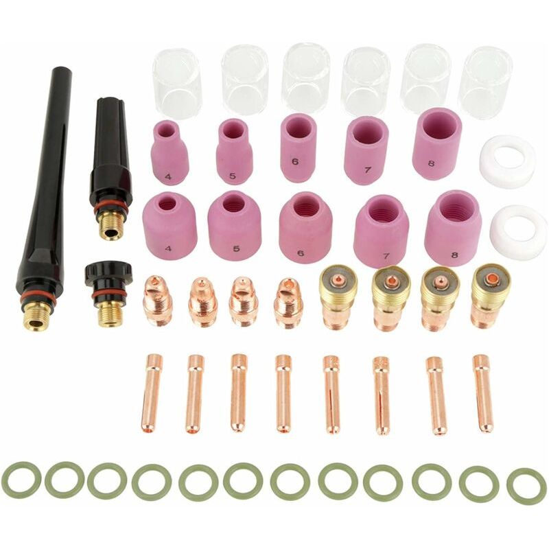 49-teiliges Wig-schweißset: Kupfergaslinse, Aluminiumoxiddüsen, Düsen, Kragen, Wig-schweißzubehör Für Wig-schweißpistole