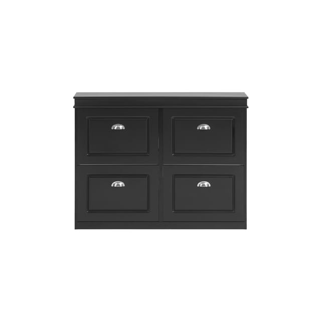 SoBuy Schuhschrank mit 4 Klappen Schuhkommode MDF Schuhregal 105x82x24cm Schwarz FSR79-SCH