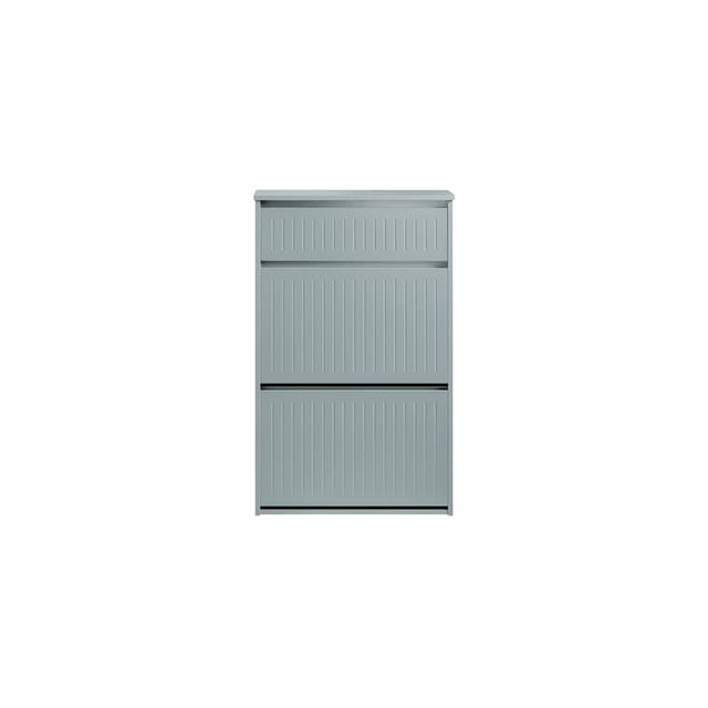 SoBuy Schuhschrank mit 2 Klappen und 1 Schublade Schuhkommode 61x100x26cm Hellgrau FSR165-HG