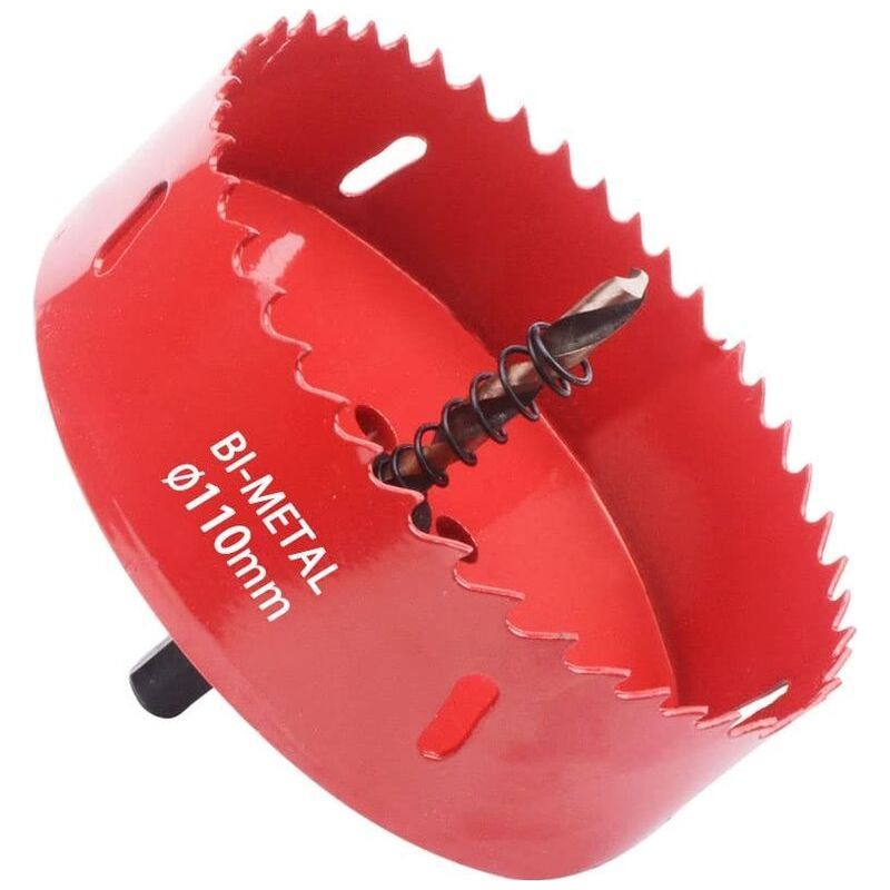 Bimetall-lochsäge, Holz-lochsäge Ø 110 Mm, Zentrier-lochsäge Zum Bohren Von Kunststoff, Pvc, Holz, Faserplatten Und Weichmetall