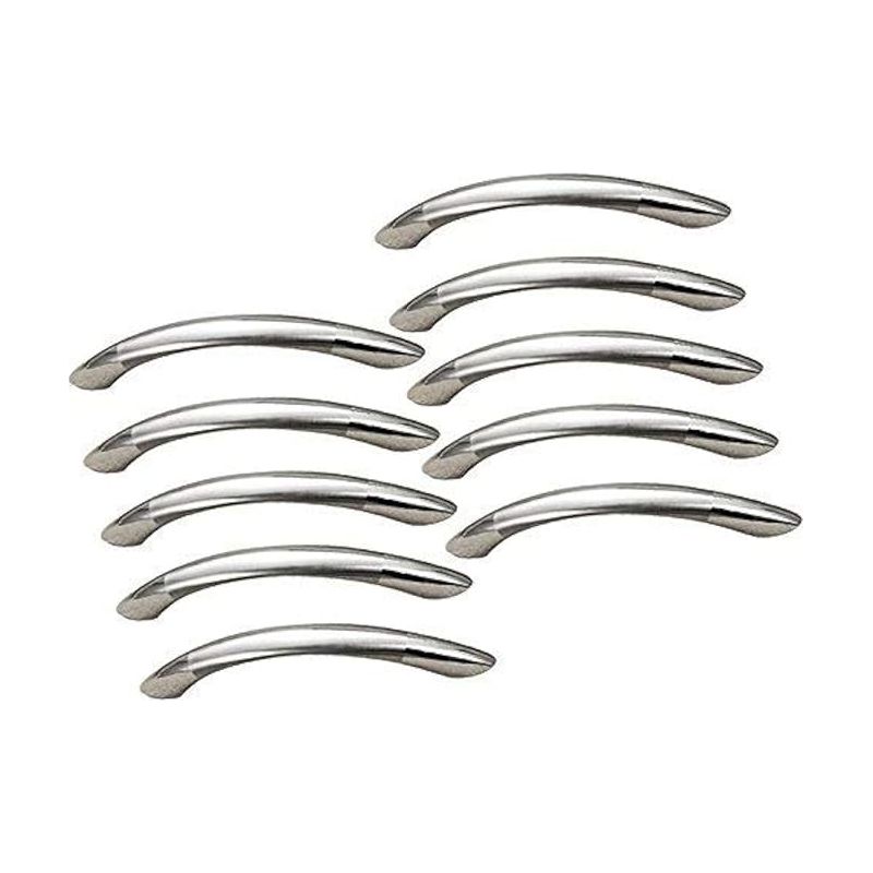 Set Mit 10 Möbelgriffen, 64 Mm Gebohrte Bogengriffe, Schrankgriffe Aus Gebürstetem Edelstahl