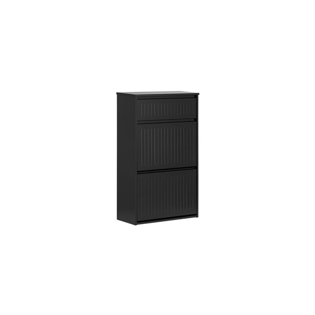 SoBuy Schuhschrank mit 2 Klappen und 1 Schublade Schuhkommode 61x100x26cm Schwarz FSR165-SCH