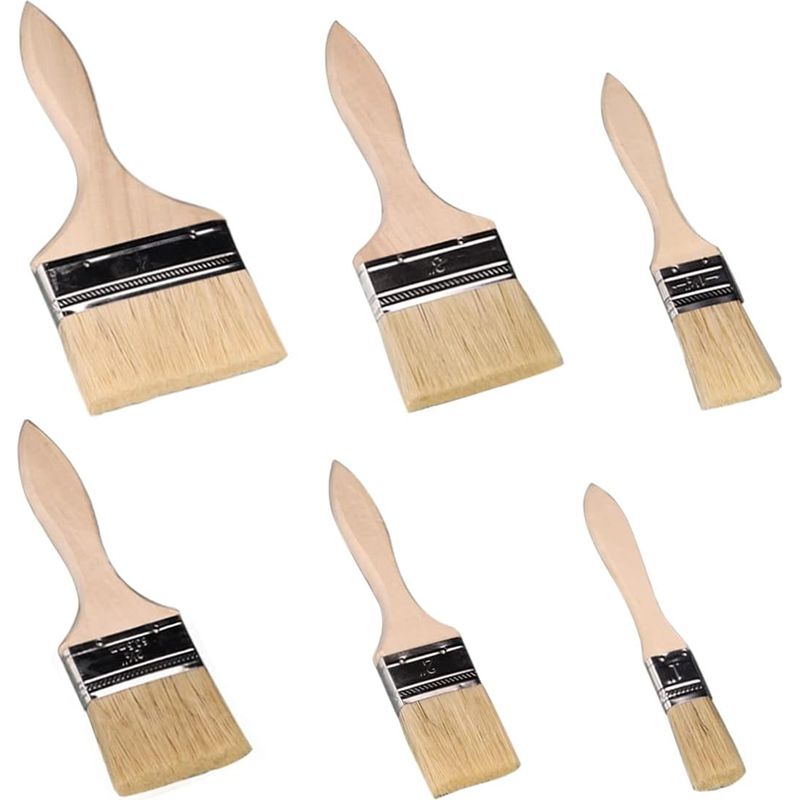 Set Mit 6 Professionellen Pinseln – Naturborsten Und Holzgriffe – Für Wände, Möbel Und Fensterläden – Wiederverwendbar Und Ergonomisch