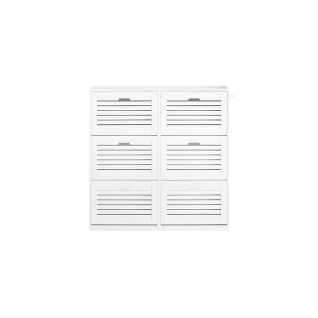 SoBuy Schuhschrank mit 6 Klappen Schuhkipper Schuhkommode Weiß FSR145-W