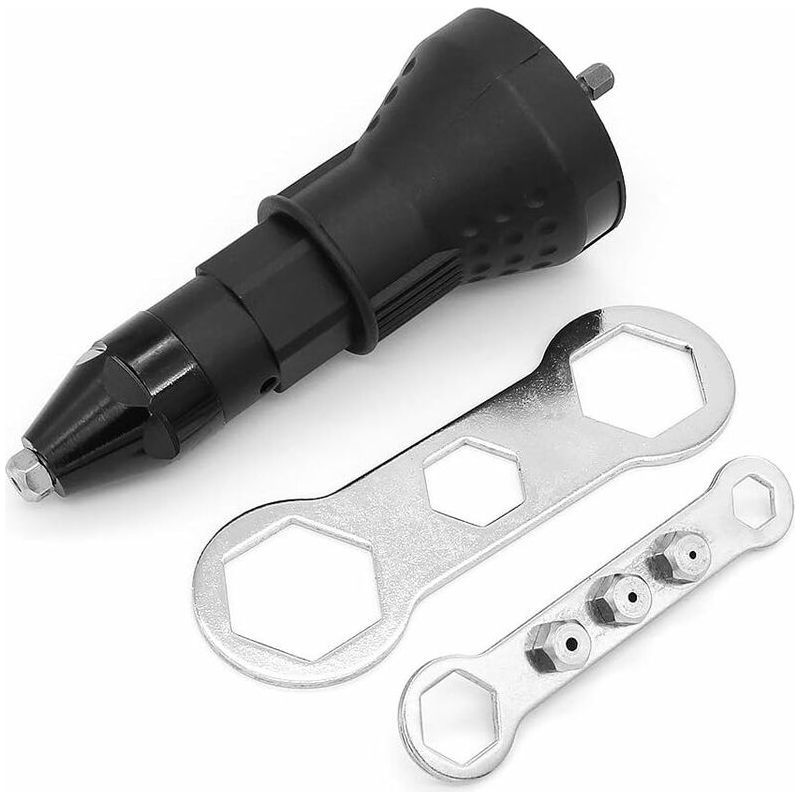 Akku-nietpistole, Elektrisches Nietbohrwerkzeug-set, Nietadapter, Einsatzmutter, Handwerkzeugzubehör (schwarz, 1 Stück)