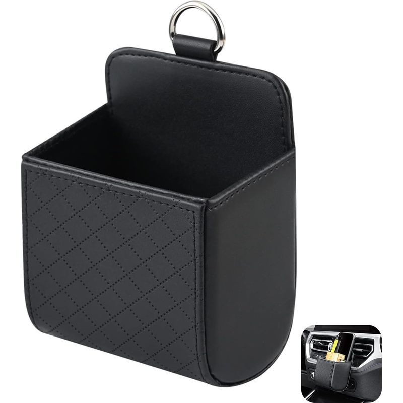Universelle Schwarze Aufbewahrungstasche Für Lüftungsschlitze Im Auto, Pu-leder, Hängetasche Für Handys, Organizer-behälter