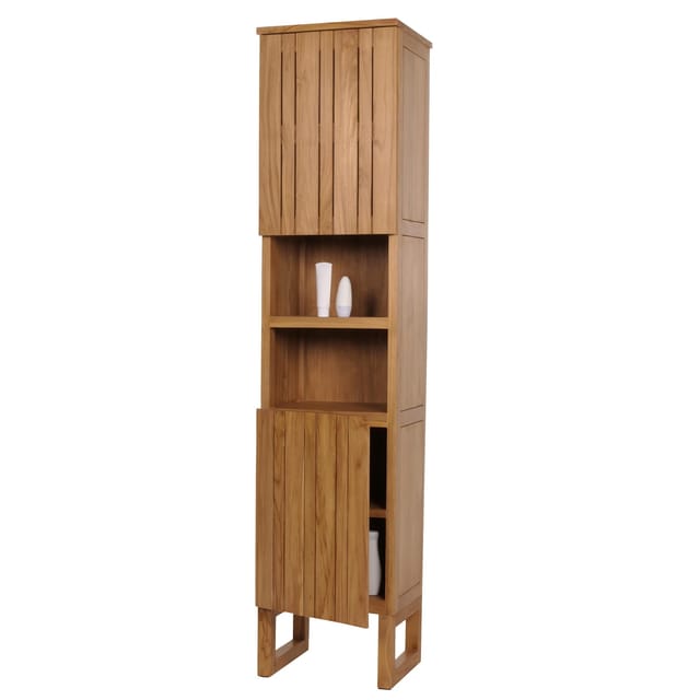 MCW Teak-Hochschrank M72 2 Türen 6 Fächer