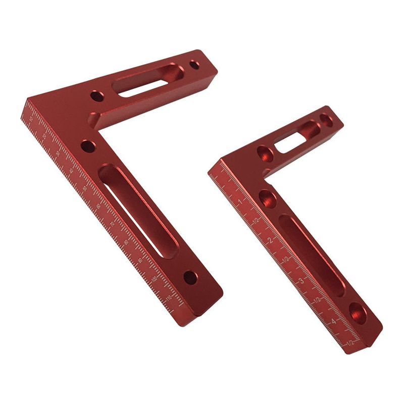 Stück 90°-positionierlineal, Rechteckiges Positionierlineal Aus Aluminiumlegierung Für Holzbearbeitung, Rechtwinkliges Winkellineal, Rot, 120 X 120 Mm
