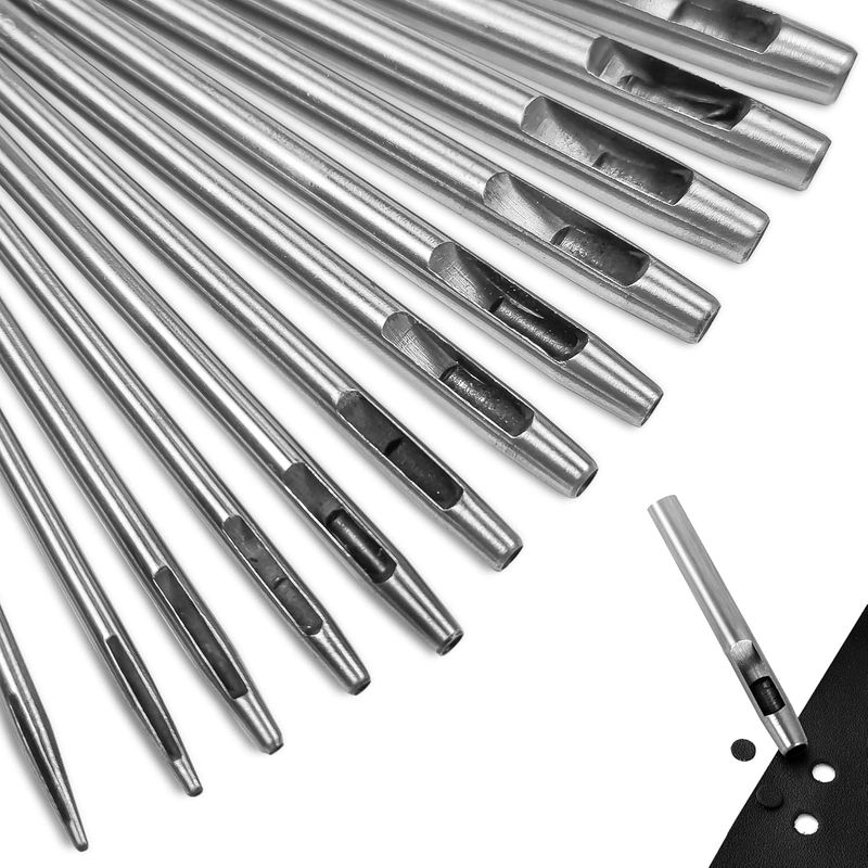 12-teiliges Lederlocher-set, Hohllocher Für Leder, Rundlocher-set Aus Stahl Für Leder, Uhrenarmbänder, Canvas, Ösen (metall)