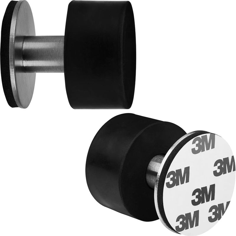 Set Mit 2 Robusten, Selbstklebenden Türstoppern Aus Edelstahl, Inklusive 3m-klebeband. Wandmontierter Türstopper Mit Gummiauflage Und Isolierung.