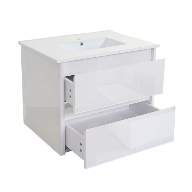 MCW Waschbecken mit unterschrank B19 Waschbecken Waschtisch Badezimmer Hochglanz 50x80cm Weiß
