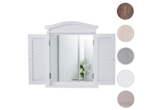 MCW Wandspiegel mit Fensterläden Weiß Lackiert