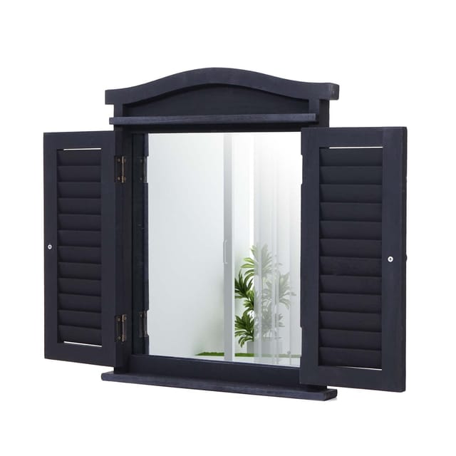 MCW Wandspiegel mit Fensterläden Dunkelgrau