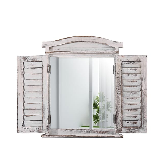 MCW Wandspiegel mit Fensterläden Weiß Shabby