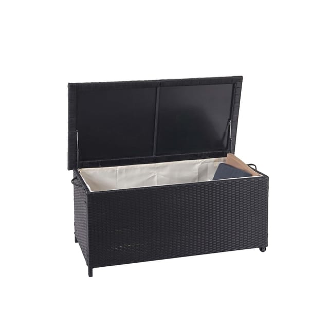 MCW Poly-Rattan Kissenbox D88 170l Premium Schwarz 51x100x50cm 170l