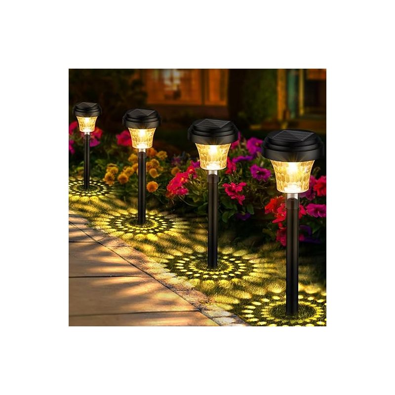 8-teiliges Solar-gartenleuchten-set, Solar-gartenleuchten Mit Warmweißem Licht Und 7 Rgb-farben, Ip65 Wasserdichte Solar-gartenbeleuchtung Für Wege Und Gartendekoration