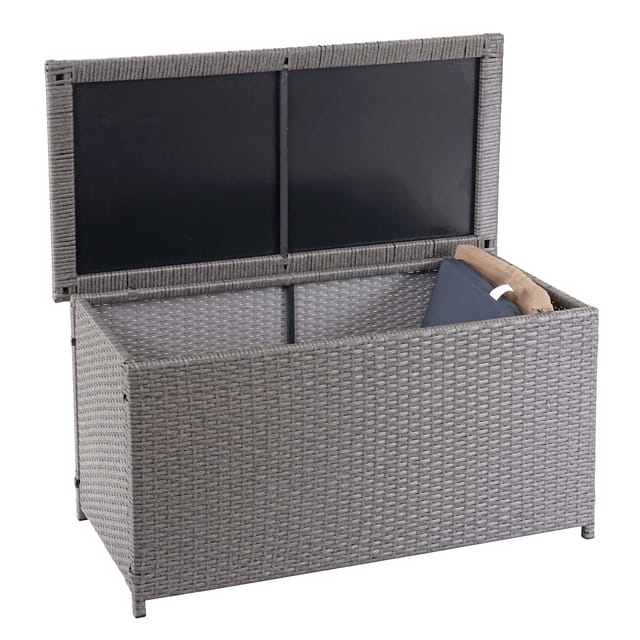 MCW Poly-Rattan Kissenbox D88 250l Basic Grau 51x115x59cm 250l