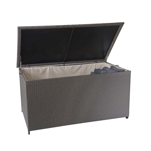 MCW Poly-Rattan Kissenbox D88 950l Premium Grau 80x160x94cm 950l
