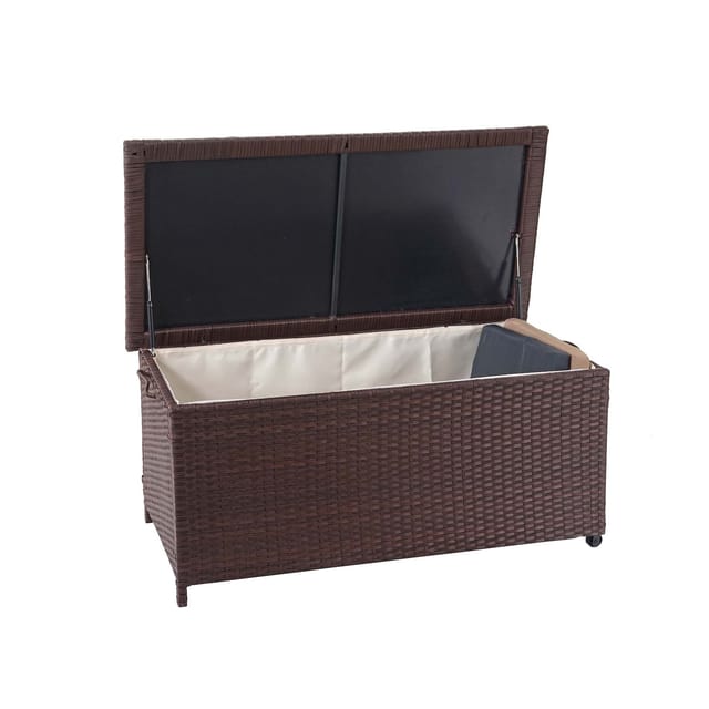 MCW Poly-Rattan Kissenbox D88 170l Premium Braun 51x100x50cm 170l