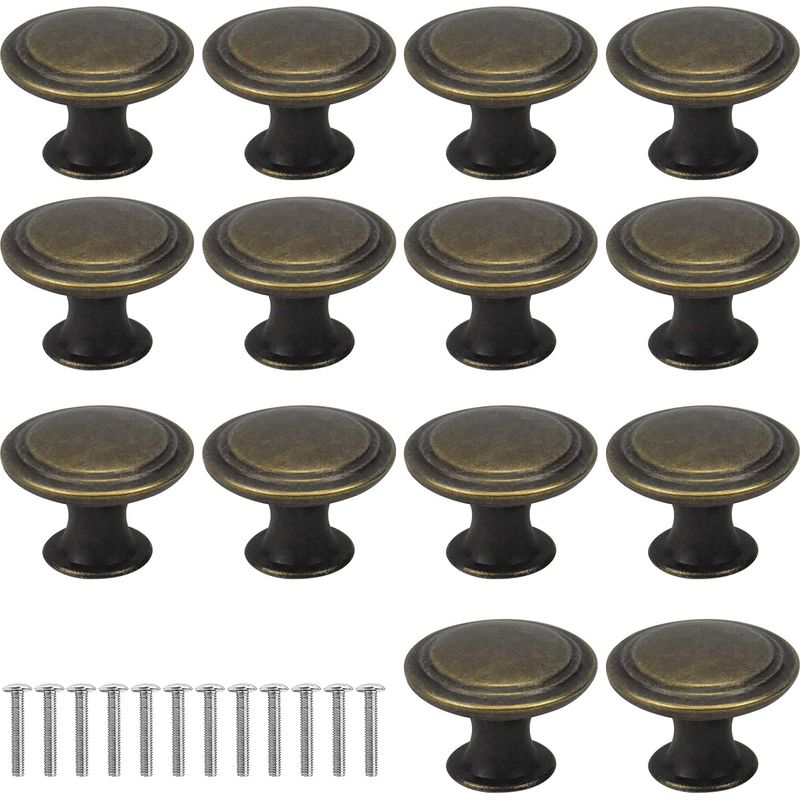 16 Stück Vintage-schubladengriffe (29 Mm Durchmesser) Aus Bronze, Messinggriffe Für Schränke, Nachttische Und Möbel (inkl. Schrauben)