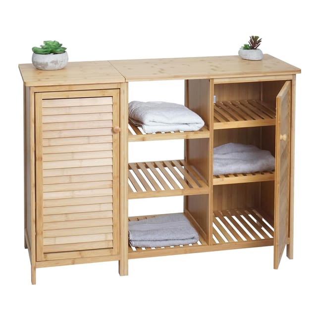 MCW Badezimmerschrank B18 2 Türen Bambus 87x99x33cm