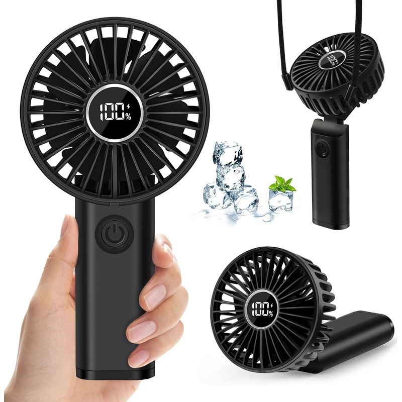 Mini-tragventilator, 3600 Mah Usb-akku, Kleiner Handventilator Mit 3 Geschwindigkeitsstufen, Tragbarer, Leiser, Elektrischer Tischventilator Mit Externem Akku, Ohne