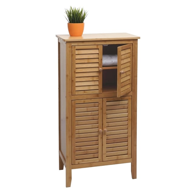 MCW Badezimmerschrank B18 4 Türen Bambus 100x50x30cm