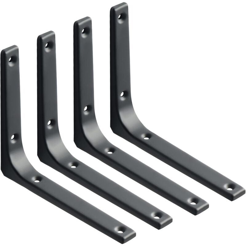 4-teiliges Wandhalterungsset – Verstärkter Stahl 150 Mm X 125 Mm – Robust Für Industrielle Kücheneinrichtung – Schwarze Wandhalterung