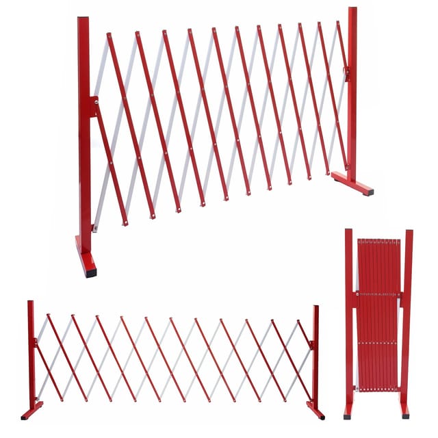 MCW Absperrgitter B34 Scherengitter Zaun Schutzgitter ausziehbar Alu Rot-Weiß Höhe 103cm Breite 37-300cm