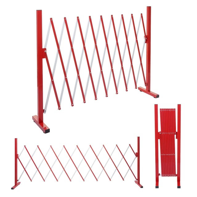 MCW Absperrgitter B34 Scherengitter Zaun Schutzgitter ausziehbar Alu Rot-Weiß Höhe 103cm Breite 32-265cm