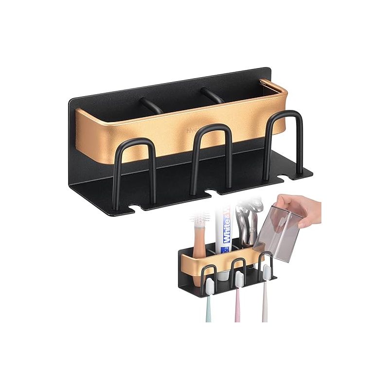 Wandmontierter Zahnbürstenhalter Aus Aluminium, Inklusive Zahnbürstenbecher, Zahnpasta- Und Rasierer-organizer, Multifunktionaler, Selbstklebender Zahnbürstenhalter, Kein Bohren Erforderlich
