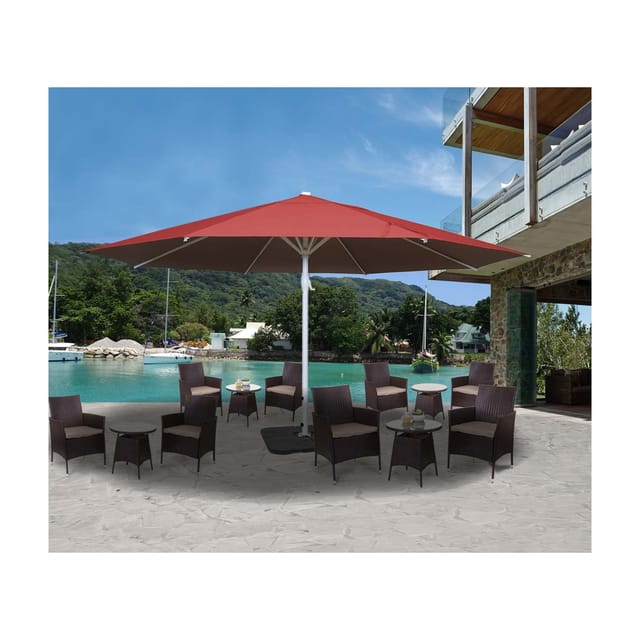 MCW Sonnenschirm Carpi II Ø 5m Rot mit Ständer