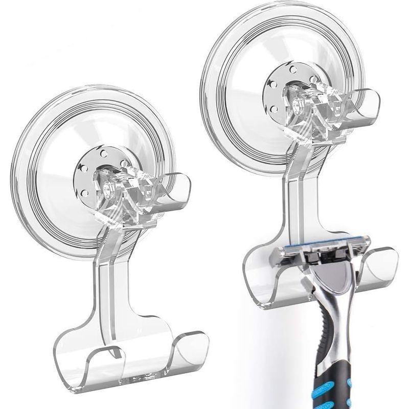 Set Mit 2 Transparenten Saugnapf-wandhaken Aus Kunststoff Für Küche, Toilette Und Badezimmer – Robust, Rund, Montage Ohne Bohren