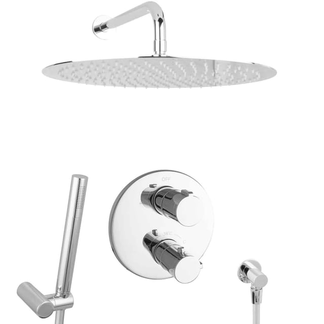 PaulGurkes Duschsystem Regendusche Duschset unterputz 40cm Thermostat