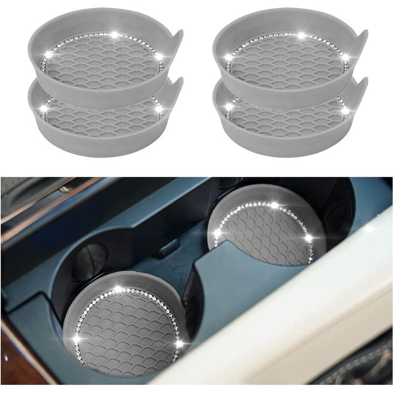 4-teiliges Auto-untersetzer-set, Universelle, Glänzende Auto-becherhalter-untersetzer, Rutschfeste Universelle Auto-becherhalter-untersetzer, Innenausstattung (grau)
