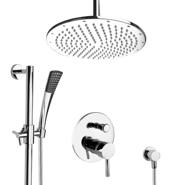 PaulGurkes Dusch Set Komplett Regendusche unterputz 30 cm rund mit Duschstange