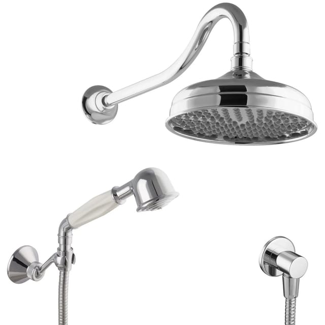 PaulGurkes Duschsystem Nostalgie ohne Armatur Regendusche mit Handbrause Set