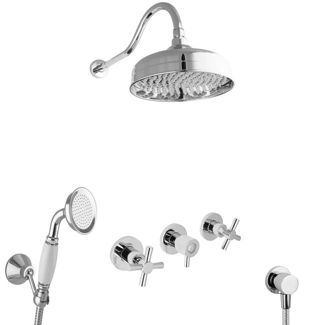 PaulGurkes Nostalgie Dusch Set Unterputz Regendusche Retro