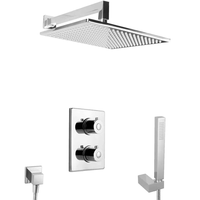 PaulGurkes unterputz Duschsystem mit Thermostat Regendusche Duschset Messing Komplett