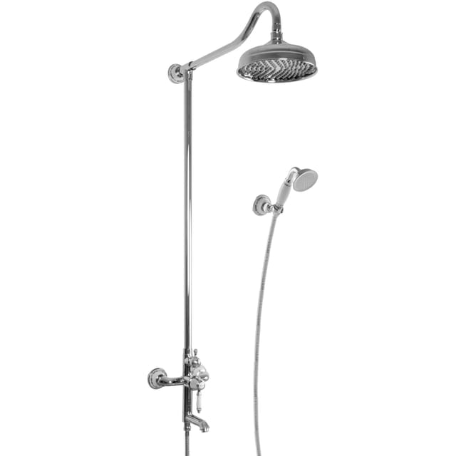 PaulGurkes Nostalgie Duschsystem Aufputz Regendusche Set Retro Landhausstil 3-Wege I