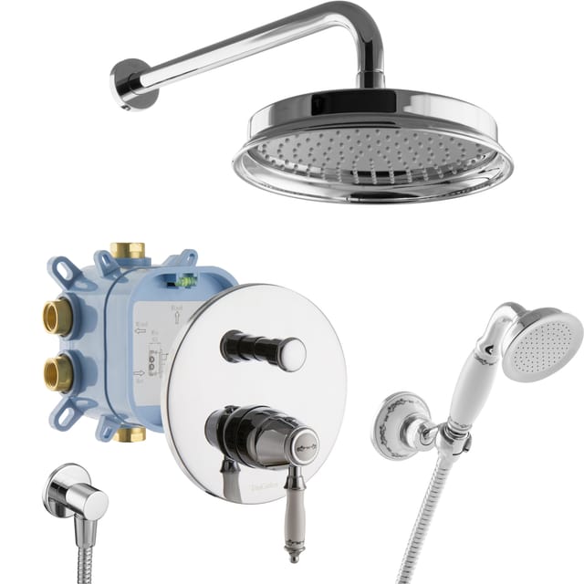 PaulGurkes Duschsystem Retro Nostalgie Regendusche Unterputzarmatur