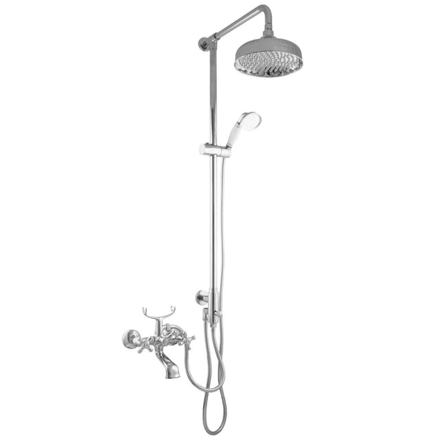 PaulGurkes 3-Wege Duschsystem Aufputz Nostalgie Retro für Badewannen Dusche Set